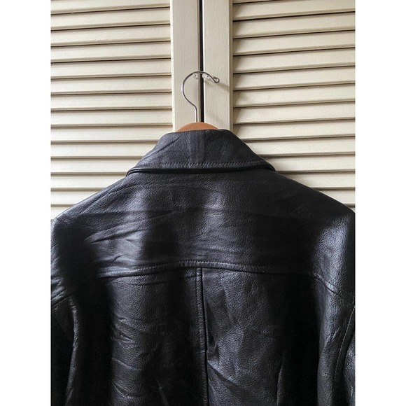 Vintage LL Bean Goatskin Black Leather A-2 Flight Full Zip Jacket Men’s Size L - Picture 7 of 11